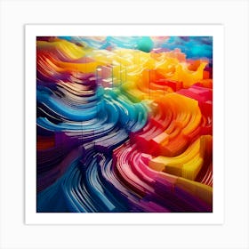 Firefly Flowing Signal Colors In A Vibrant 3d Abstract Design 47336 Art Print