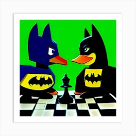 Chess match with Batman ducks Art Print