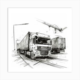 Truck On The Road 1 Art Print