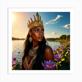 Flux Schnell A Regal Female Figure Adorned With Opulent Golden 3 Art Print