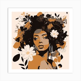 African Woman With Flowers Art Print