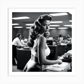 Beautiful Office Girl Art Print