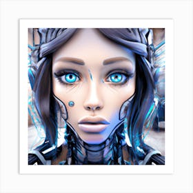 Portrait Of A Woman With Blue Eyes Art Print