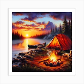 Sunset Campfire Art Print