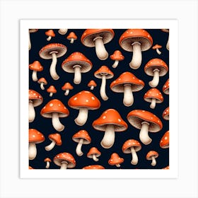 Seamless Pattern With Mushrooms 6 Art Print