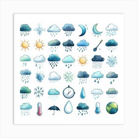 Weather Icons Set Art Print
