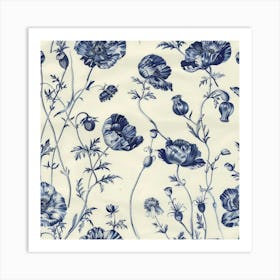 Blue And White Flowers Art Print