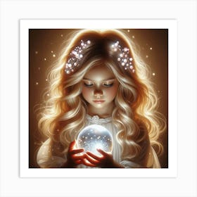 Little Girl Holding A Crystal Ball 3 Art Print