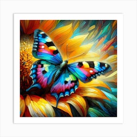 Butterfly On Sunflower 2 Art Print