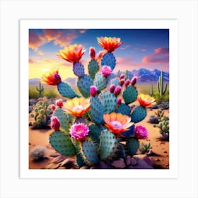 Cactus At Sunset Art Print