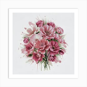 Bouquet Of Pink Flowers Art Print