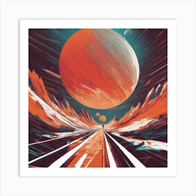 Mars Is Walking Down A Long Path, In The Style Of Bold And Colorful Graphic Design, David , Rainbow (1) Art Print