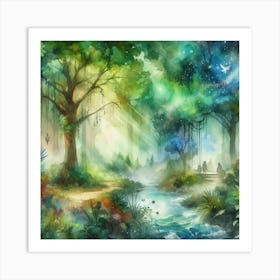 Watercolor Of A Forest 6 Art Print