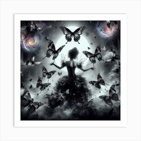 Woman With Butterflies Art Print