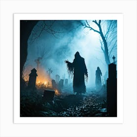 Silhouette Of A Daemon Enveloped In Fog Human Costumes Hinting At A Scary Presence Steam Rising To (4) Art Print