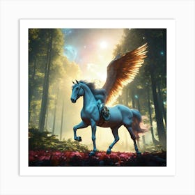 Angel Horse In The Forest Art Print