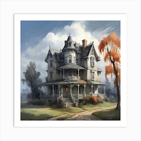 Victorian House Oil Painting Art Print
