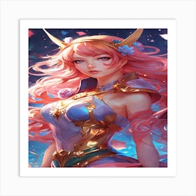 Pink Haired Girl Art Print