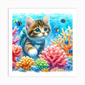 Kitten Under The Sea Art Print