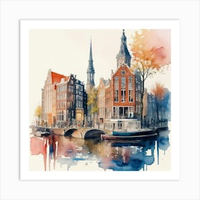 Watercolor Of Amsterdam 1 Art Print