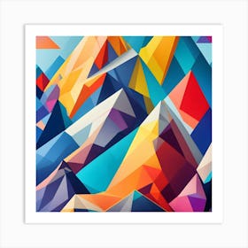 Abstract Colourful Geometric Mountains Art Print