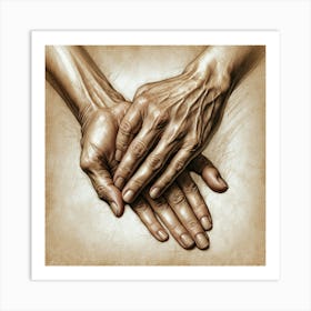 Two Hands Holding Each Other Art Print