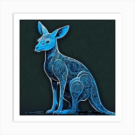 Line Art kangaroo Art Print