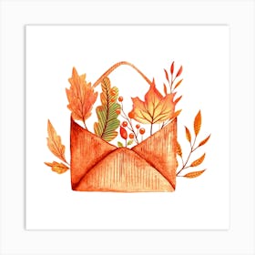 Watercolor Autumn Leaves Art Print