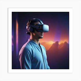 Man In Vr Headset Art Print