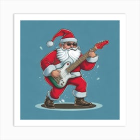 Santa Claus Playing Guitar Art Print