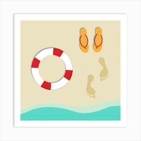 Beach Billboard Coast Feet Nature Flip Flop Hello Summer Holiday Ocean Art Print