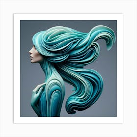 Woman With Blue Hair Art Print