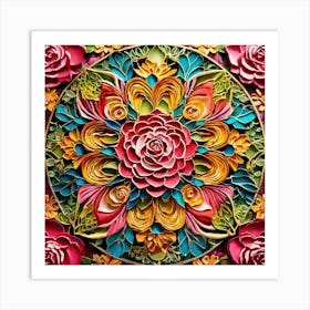 Rose mandala colorful 4 Art Print