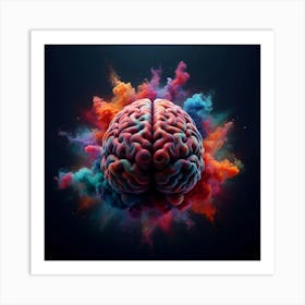 Brain With Colored Powder Art Print