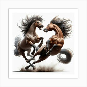 Two Horses Fighting 2 Art Print