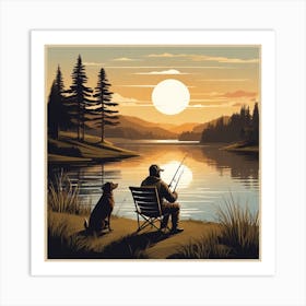 Fishing At Sunset Art Print