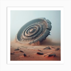 Fallen 1/4 (spaceship ufo crashed dessert alien sci-fi accident buried) Art Print