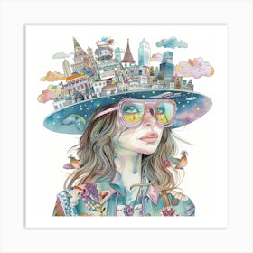 Girl In A Hat 11 Art Print
