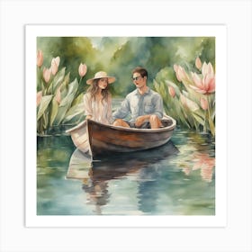 Couple In A Boat 3 Art Print