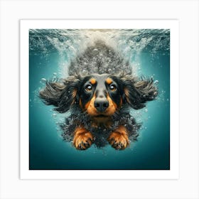 Dachshund Underwater Canvas Art Art Print