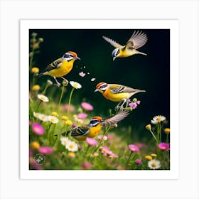 Birds In The Meadow Art Print