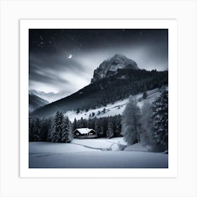 Winter Night In The Mountains 1 Art Print