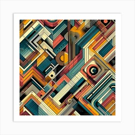 A Kaleidoscope Of Abstract Geometric Patterns, Reminiscent Of 1960s Op Art Art Print