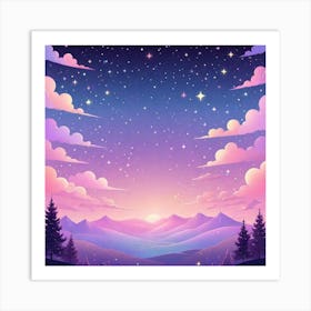 Sky With Twinkling Stars In Pastel Colors Square Composition 136 Art Print