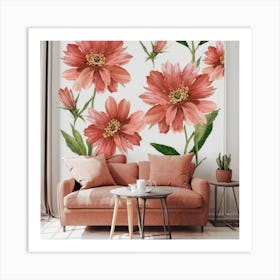 Wall Paper With Flowers Art Print