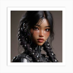 Asian Girl With Braids Art Print