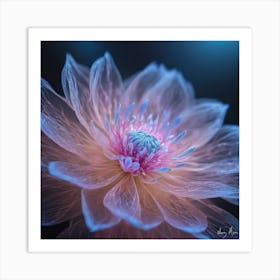 Blue translucent Flower Art Print