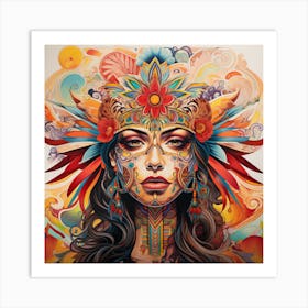 Woman With Feathers Art Print