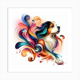 Experience The Beauty And Grace Of A Dog In Motion With This Dynamic Watercolour Art Print Art Print