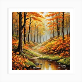 Forest In Autumn In Minimalist Style Square Composition 8 Art Print